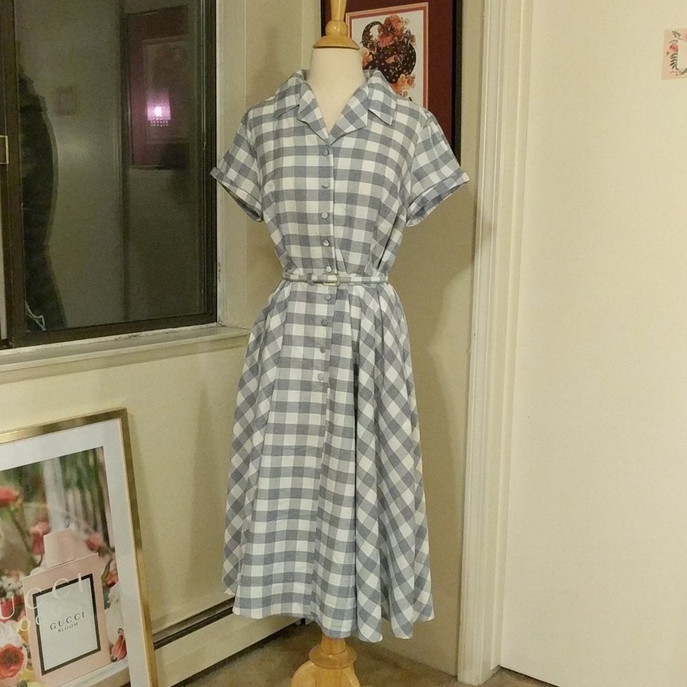 Light Blue Gingham Alexis Swing Dress